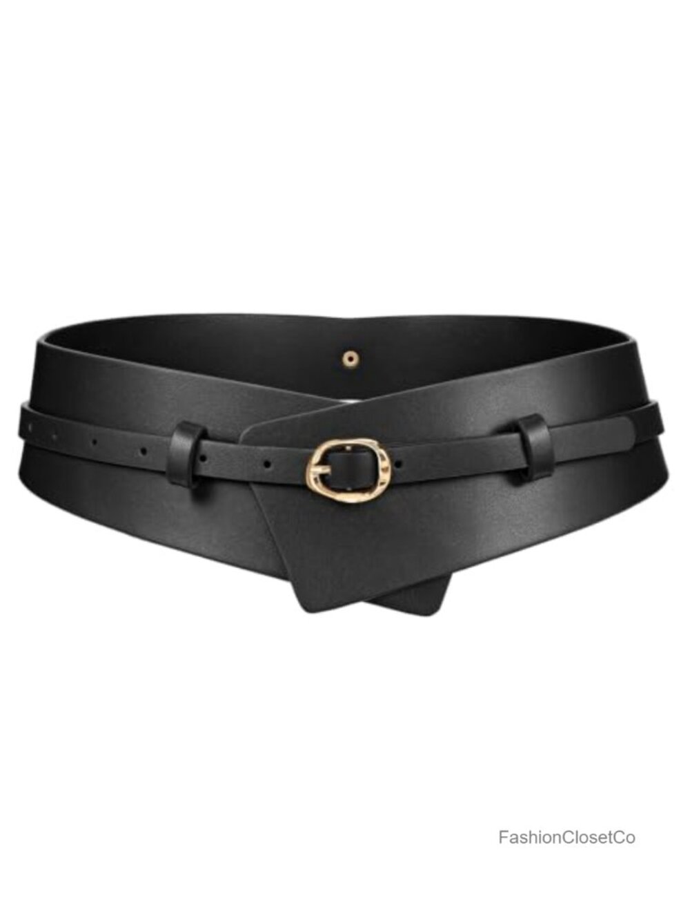 Women Wide Leather Belt Detachable Thin Strap Gold Buckle Waist Belt